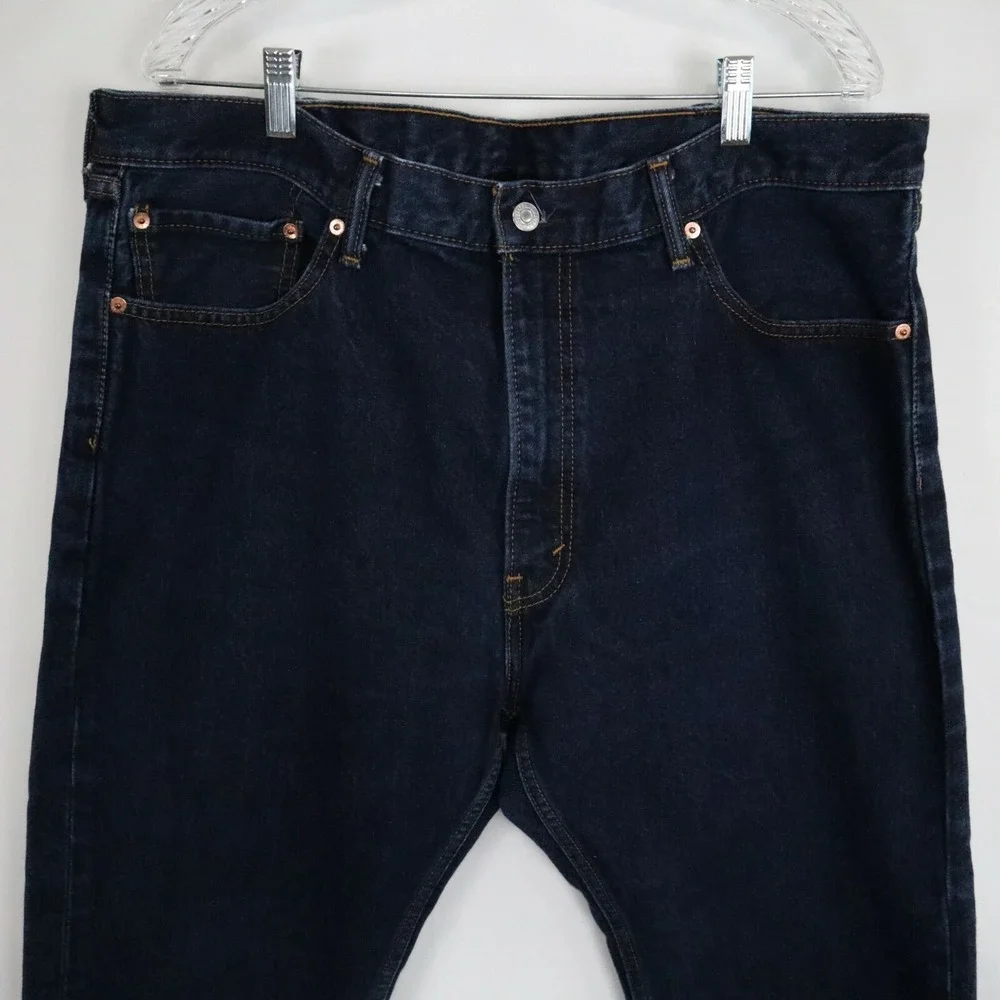 Levi's 505 Jeans Mens 40x30 Regular Fit 5-Pocket Cotton Denim‎ Dark Wash Blue